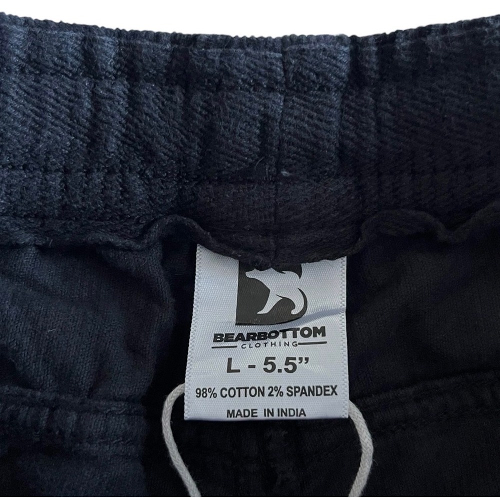 Bear Bottom Corduroy Shorts Mens Large Black Elastic Waist Drawstring 5.5" - Picture 3 of 6